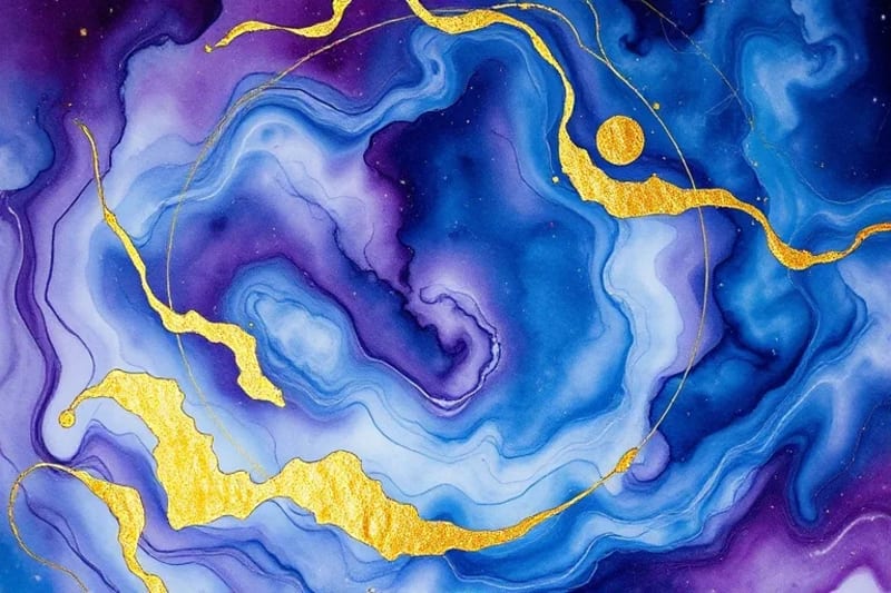 Abstract watercolor of planetary orbits and consciousness