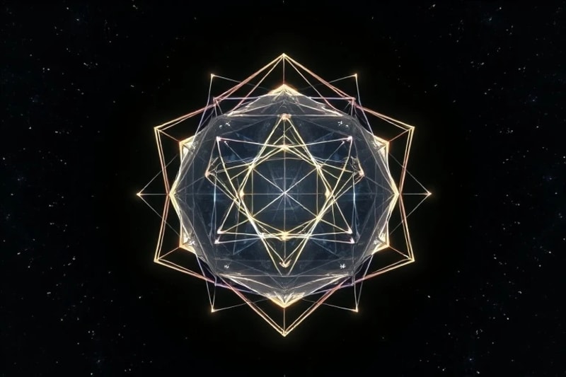 Representación abstracta de patrones de Geometría Sagrada en un entorno cósmico
