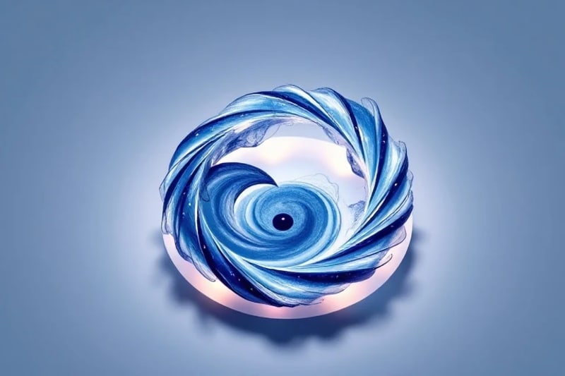 Abstract 3D render of yin-yang symbol from swirling ink patterns