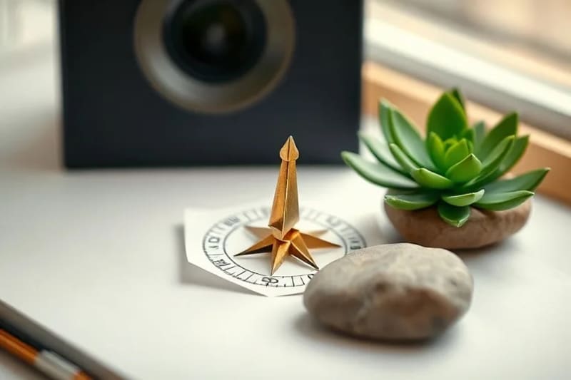 Desk with symbolic items for career success