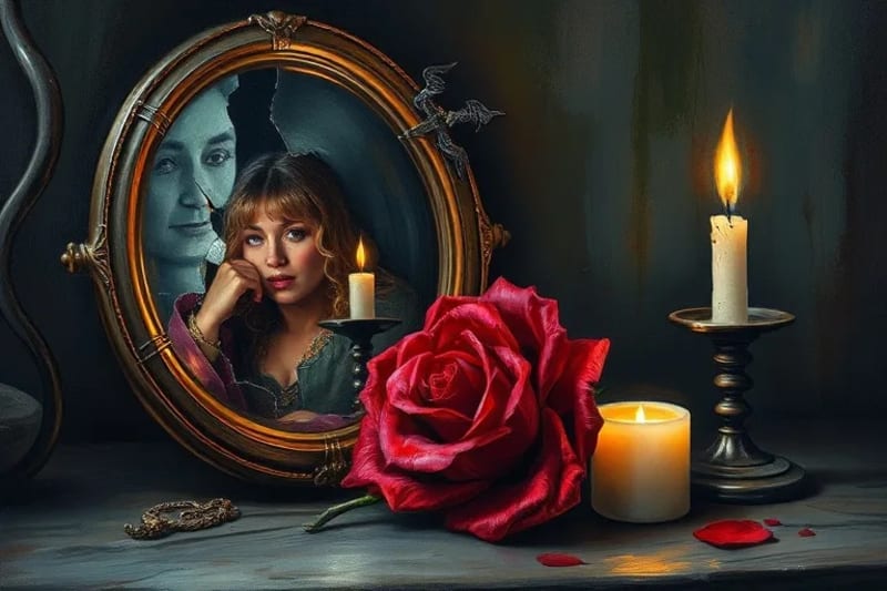 Symbolic Still Life Broken Mirror