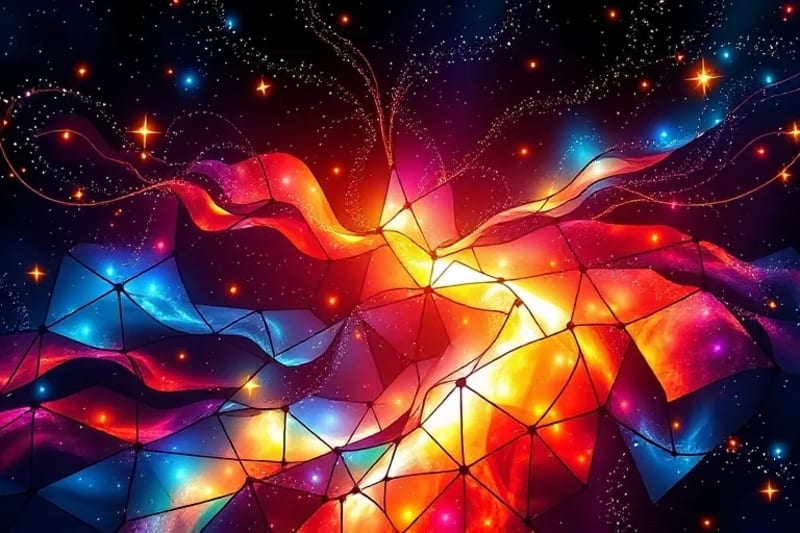 Abstract representation of historical eras flowing through a cosmic void, with luminous fixed stars as markers