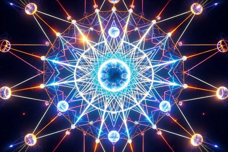 Abstract energy flow with geometric patterns