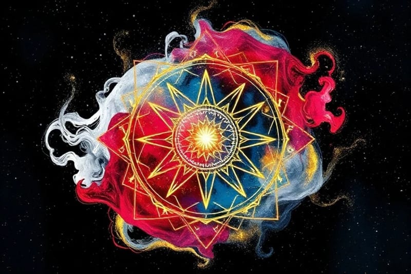Representación abstracta de chakras y energía sutil en equilibrio