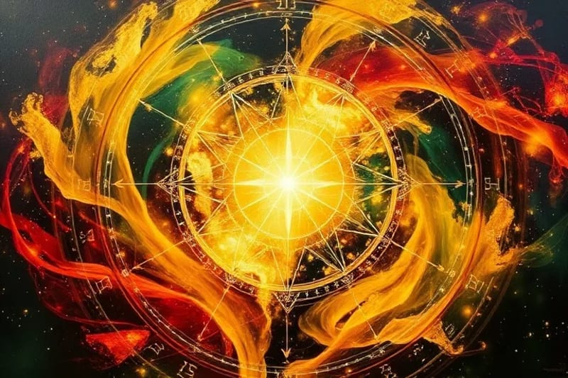 Pintura abstracta de campos de energía y vibraciones cuánticas