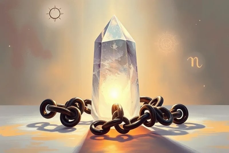 Cristal sanador rompiendo cadenas ancestrales