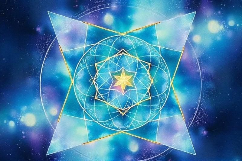 Watercolor abstract geometric shapes in harmonious colors