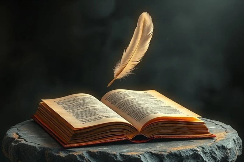Libro antiguo abierto con pluma y pluma luminosa, simbolizando la interpretación de sueños