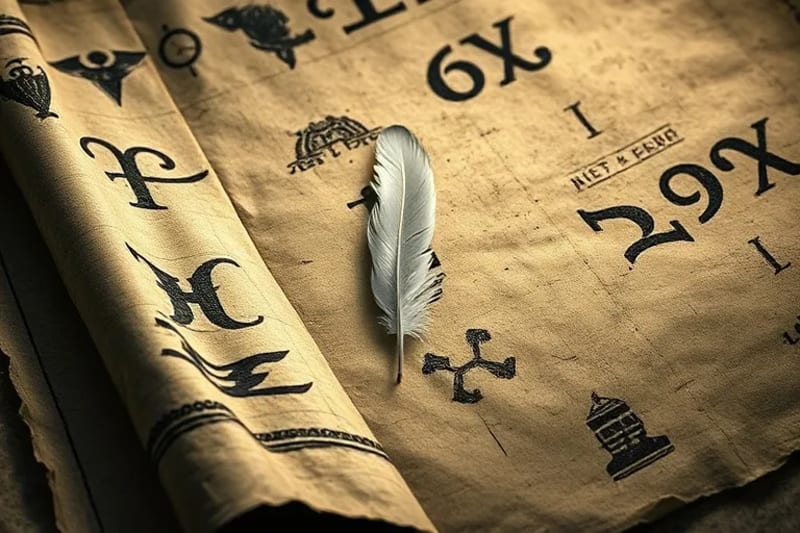 Ancient scrolls with futuristic microchips, symbolizing old and new wisdom