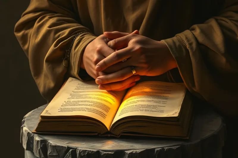 Manos en oración con estigmas sutiles