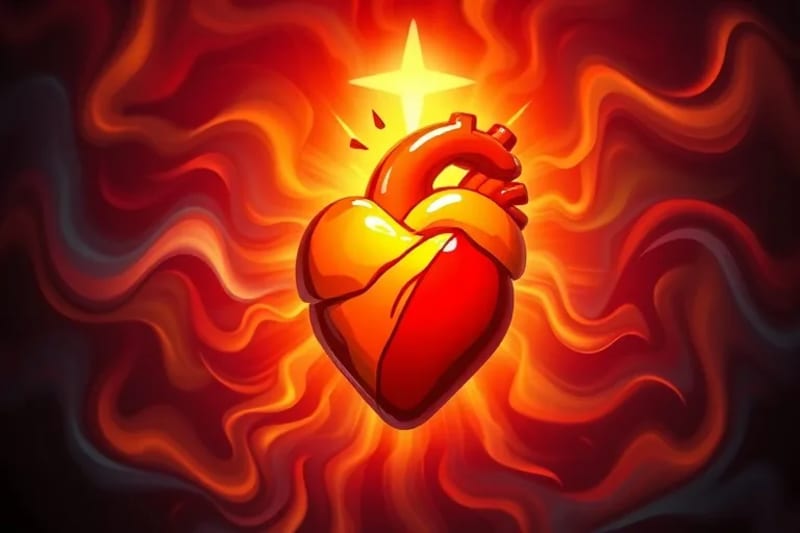 Corazón de Cristo resplandeciente con energía divina
