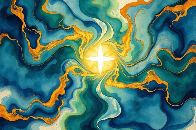 Representación abstracta de la interconexión y crecimiento espiritual