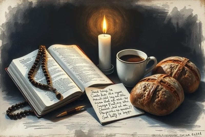 Rosario y Biblia, símbolos de oración y sacrificio