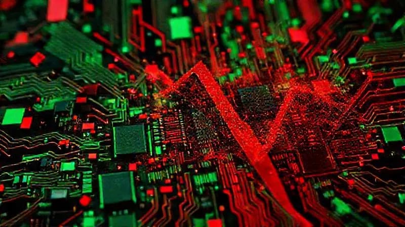 Abstract digital art illustrating market volatility with clashing geometric shapes