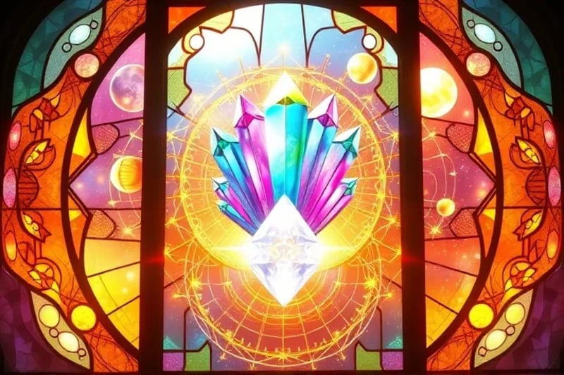 3D render of energy flow from crystals to human aura