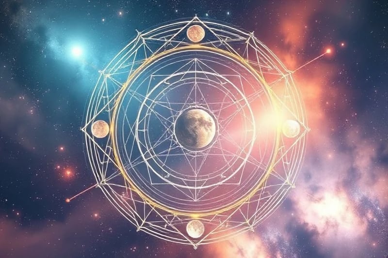 Harmonizing personal and cosmic energies Abstract digital painting of human energy merging with planetary orbits