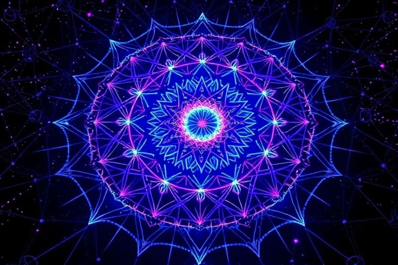 The Fabric of Collective Consciousness Abstract 3D render of interconnected neural network with synchronized ripples