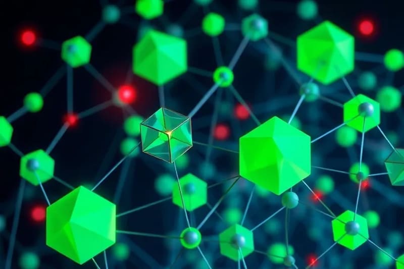 Representación abstracta de la ética en la inteligencia artificial cuántica, con formas geométricas y siluetas humanas