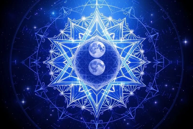 Abstract rendering of energetic light particles, symbolizing inner alignment and cosmic connection