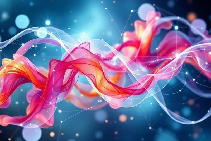 Abstract art of human stories and digital data intertwining
