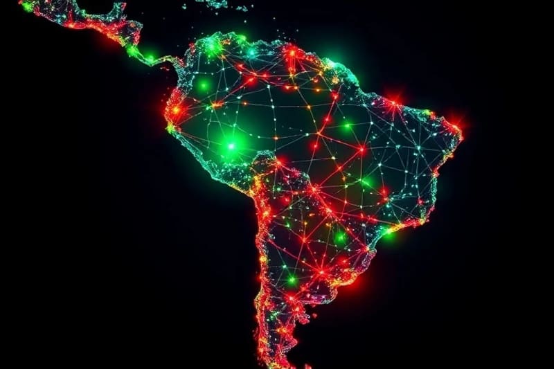 Abstract digital network representing financial and regulatory complexities