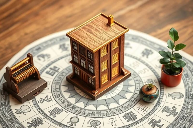 3D render of office building on Zi Wei Dou Shu chart