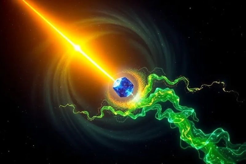 Conceptual render of light beams converging, symbolizing a fated meeting