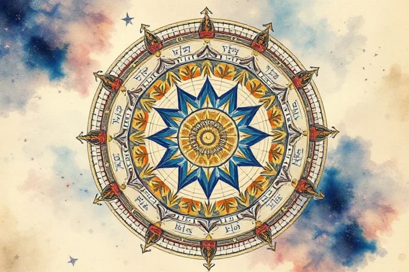 Antiguo mapa celestial con figuras mitológicas