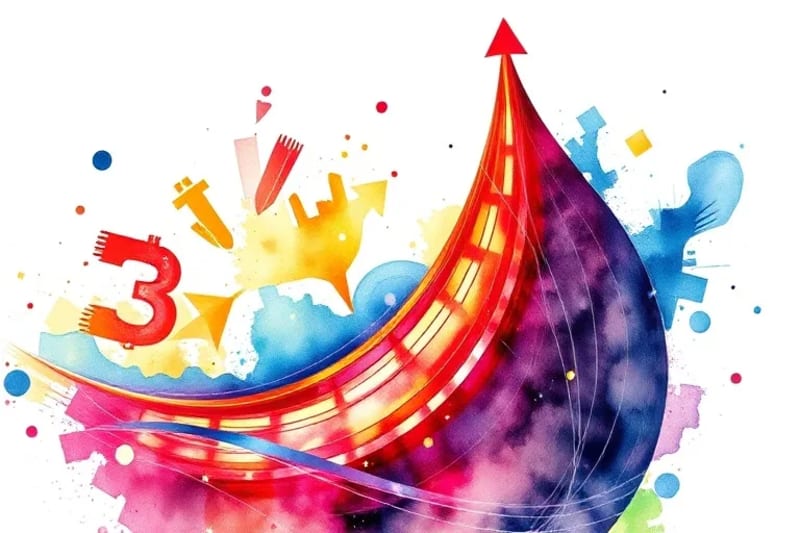Curva de crecimiento abstracto con elementos de blockchain