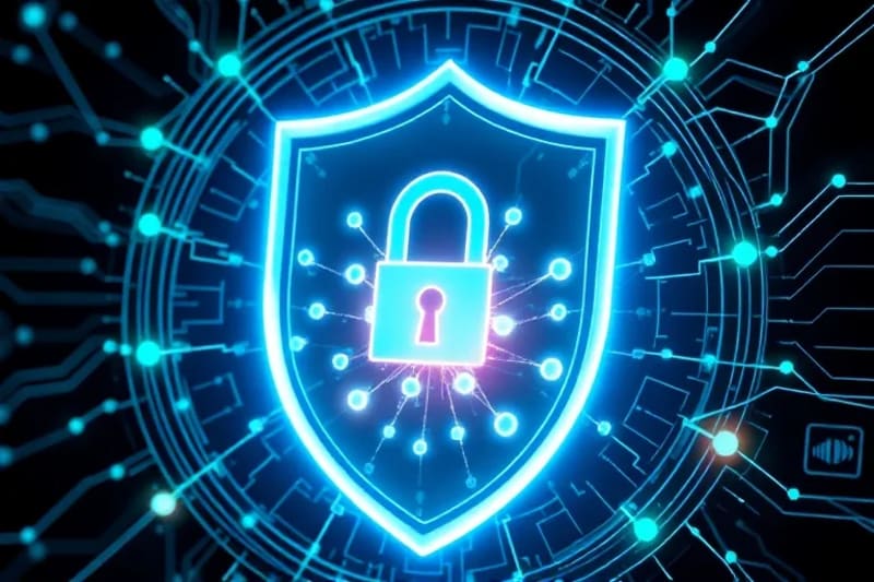 Escudo digital protegiendo datos, simbolizando privacidad