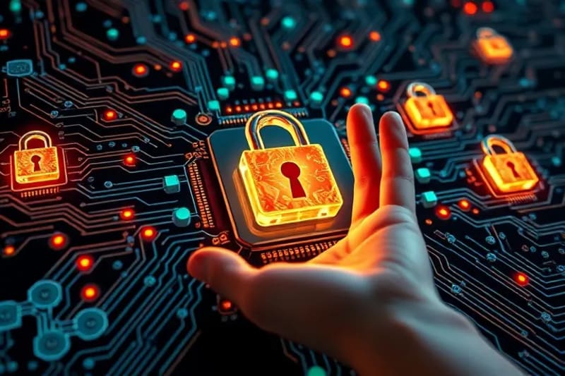 Icono abstracto de la propiedad y privacidad de datos digitales.
