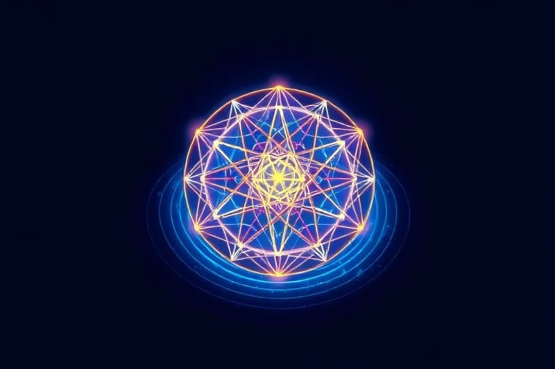 Patrón de geometría sagrada brillante, como la Flor de la Vida