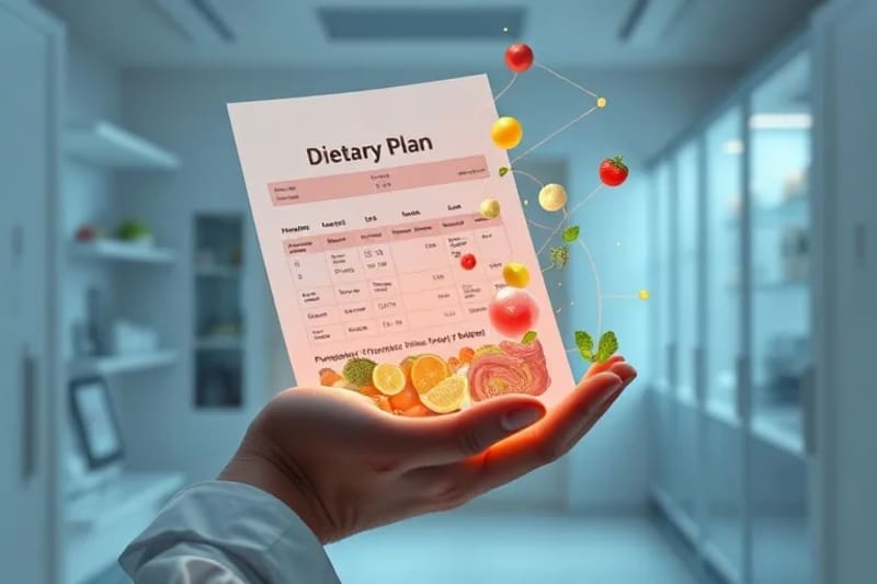 Mano sosteniendo plan dietético personalizado