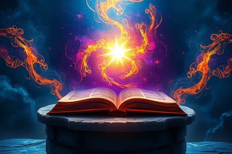 Arte abstracto de energía y luz, simbolizando la unión divina y la trascendencia