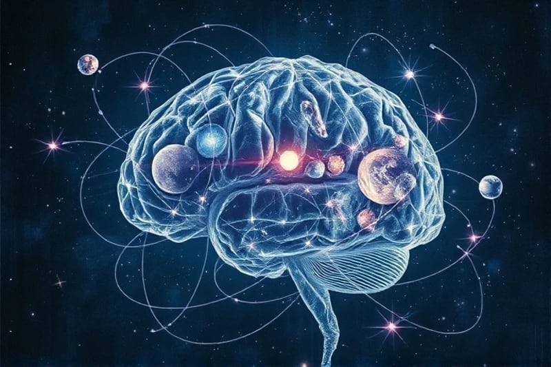 Cerebro cristalino conectado a estrellas