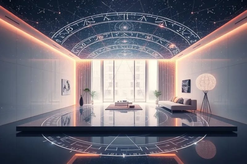 Representación abstracta de energía fluyendo en un hogar inteligente