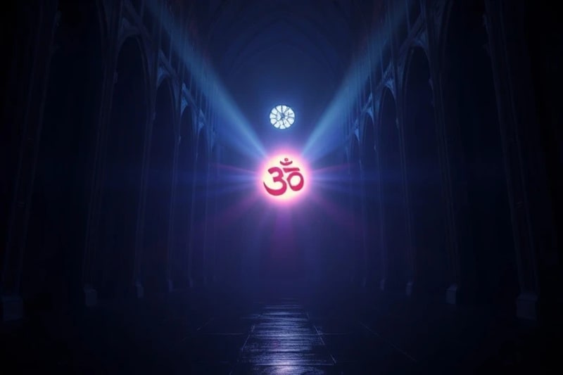Símbolo espiritual en un vacío digital, representando el silencio