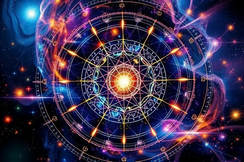 Abstract representation of a natal chart with quantum wave functions