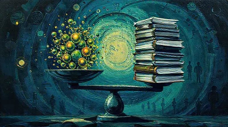 Abstract scale balancing youthful cells and legal texts