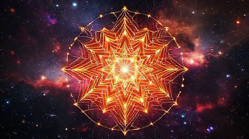 3D render of a neural network over a nebula
