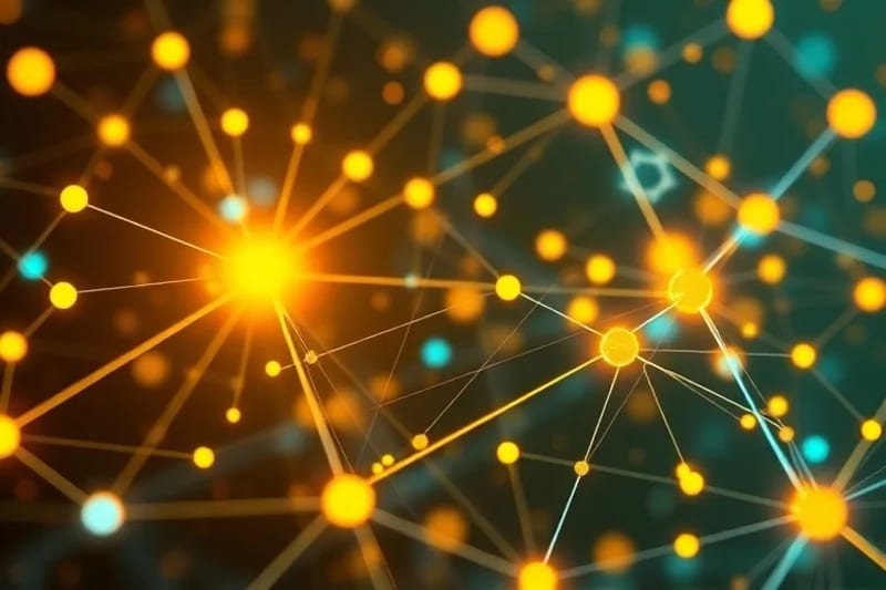 Red abstracta de conexiones y apoyo para el bienestar mental