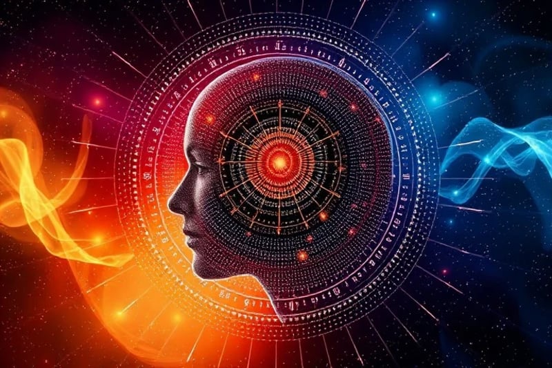 Patrones de ondas cerebrales fusionándose con frecuencias planetarias