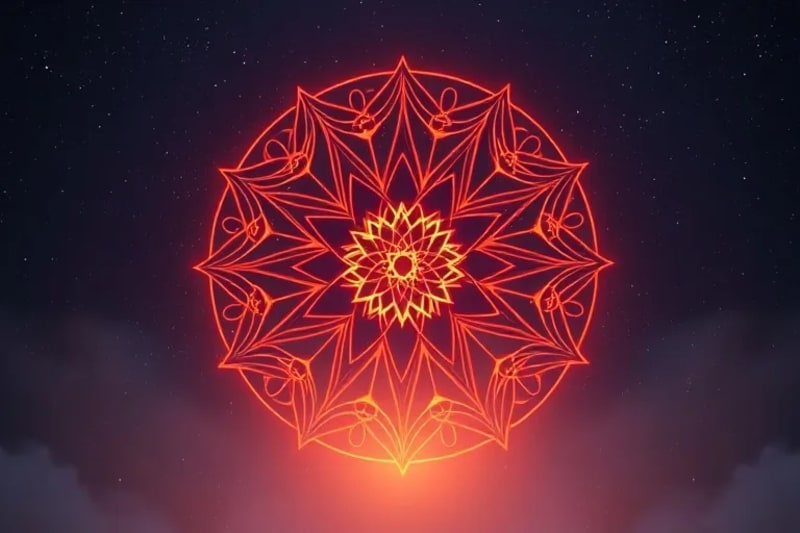 Detailed Flower of Life pattern with glowing energy