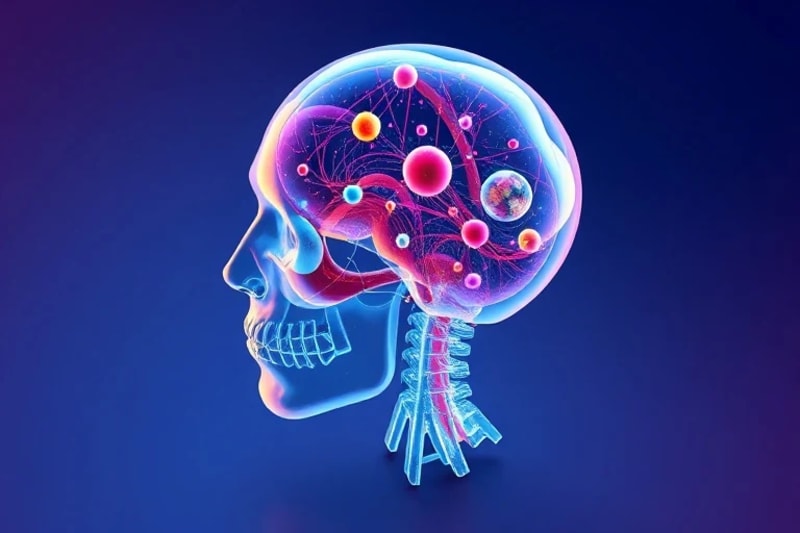 Ilustración digital de un cerebro humano con símbolos planetarios integrados en sus redes neuronales, representando la influencia cósmica.