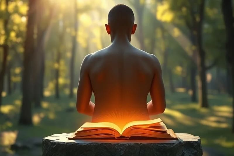 Persona en un entorno natural sereno con energía sanadora