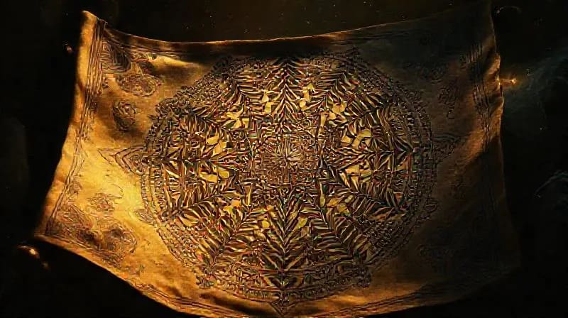 Ancient scroll revealing cosmic symbols and archetypal figures