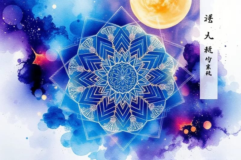 Pintura abstracta de energía kármica con siluetas de zodiaco chino