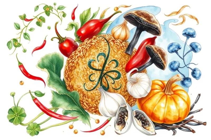 Representación de los Cinco Elementos con Alimentos