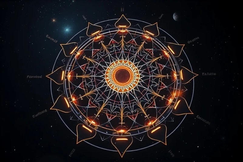 Holographic projection of future timeline with astronomical events