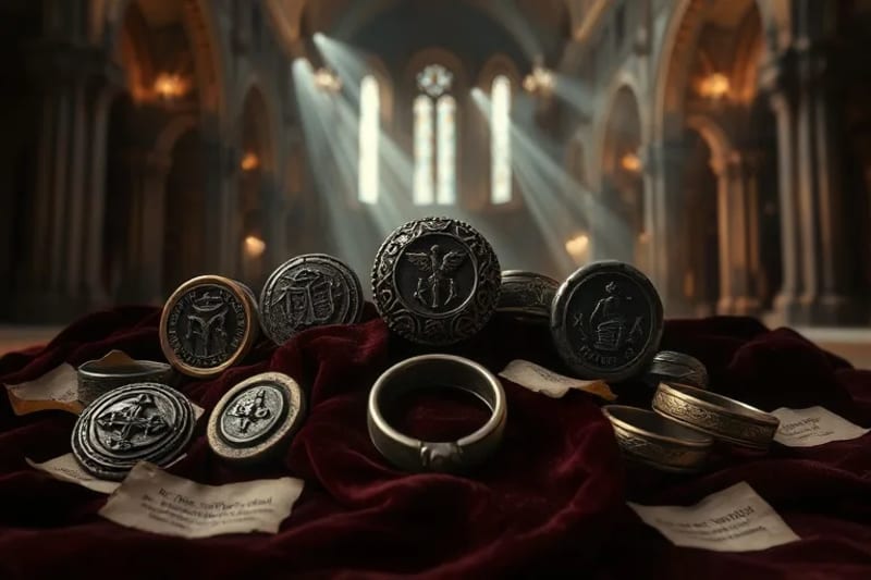 Colección de sellos papales y anillos antiguos